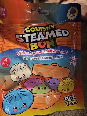 Squishy Steamed Bun Mystery Diamond Edition - Colorful Plush Toy Pack